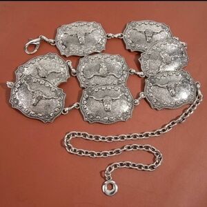 Silver Western Concho Chain Belt - Women's Accessory